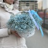 11 голубых гипсофил в корзине